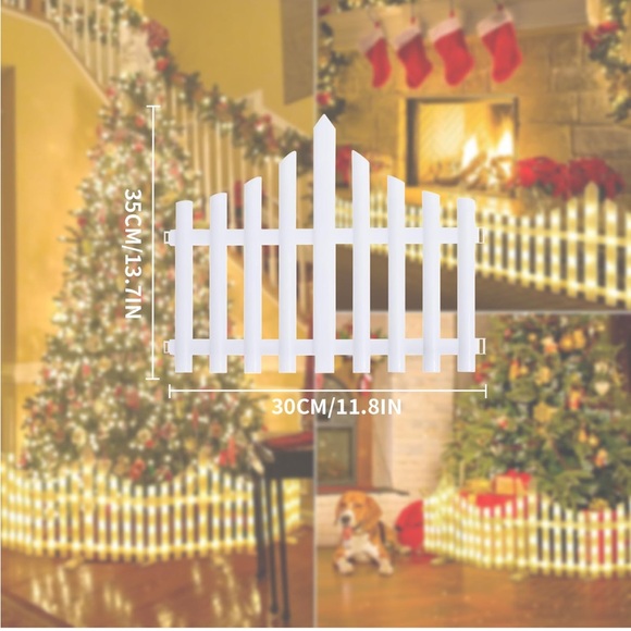 Solar☀️GardenFenceLights💡Outdoor/Inside 110inchesLedLighted💡White Picket Fence - Picture 7 of 8